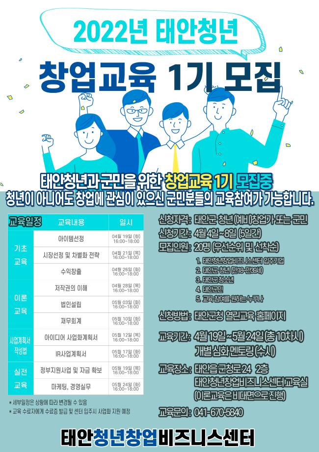 ‘청년 창업 돕는다!’ 태안청년창업비즈니스센터 창업교육 돌입