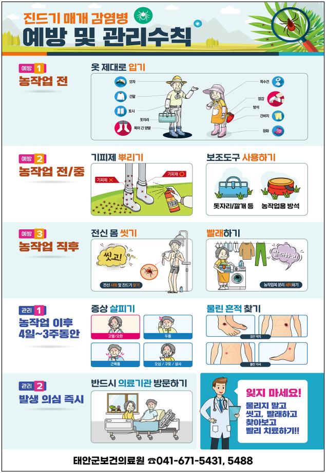 봄철 진드기 주의보 … 태안군, 예방수칙 철저 당부