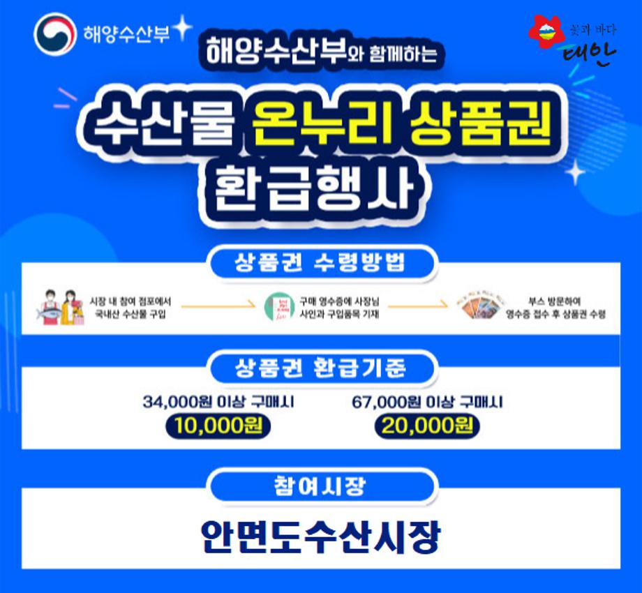 태안군, “안면도수산시장에서 수산물 사고 환급 받으세요!”