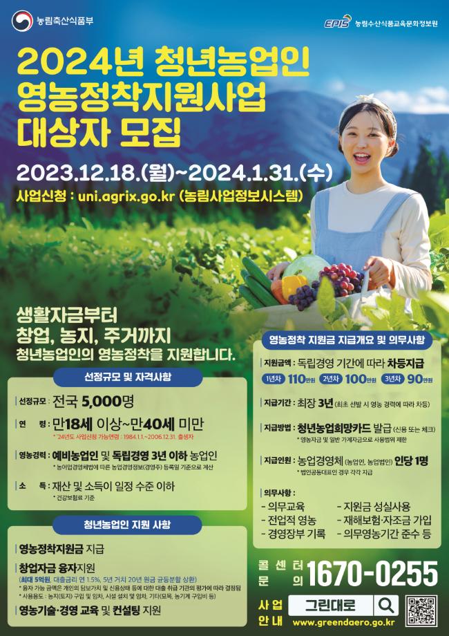 태안군 ‘월 최대 110만 원 정착지원금’ 청년농업인 모집 박차!